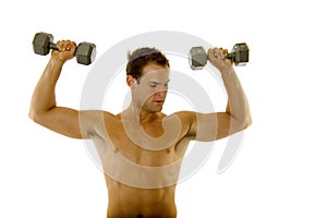 Young body builder male exercising