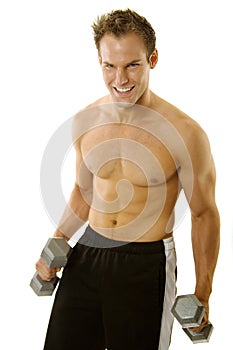 Young body builder male exercising