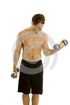 Young body builder male exercising