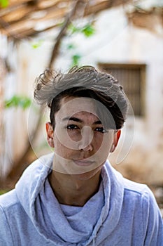 Young boy in an abandoned house