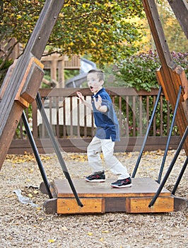 Young boy being silly at the park