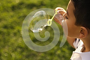 Young Boy Blowing Bubbles