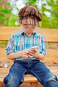 Young boy browsing internet