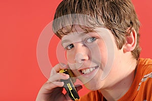 Young boy on cell phone