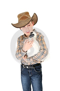 Young Boy and Chicken