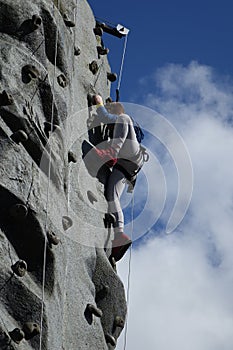 Young boy on a climbing tower in Tayto Park, Kilbrew, Ashbourne