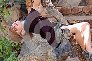 Young Boy Climbing a tree