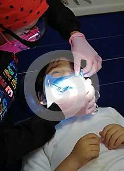 Young boy at the dentist