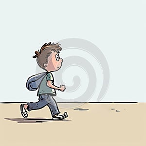 Colorful Cartoon Of A Boy With An Orange Ball photo
