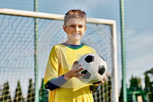 A young boy, determined and focused