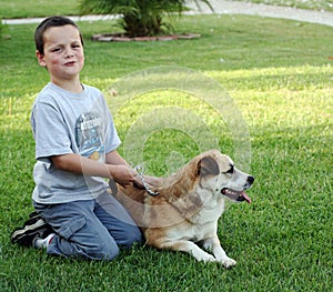 Young boy with dog