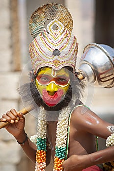 Young boy dressing as Hanuman