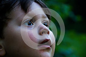 Young boy with an expression of amazement