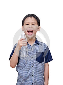 Young boy feel fresh after drinking water