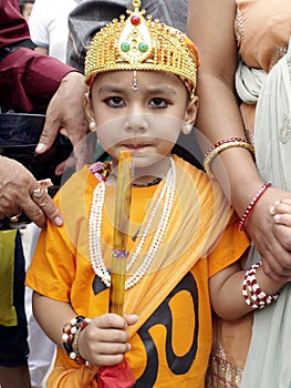 A Young boy in Festival of Cows( Gaijatra)