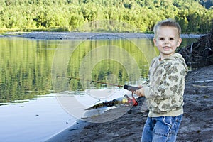 Young Boy Fishing