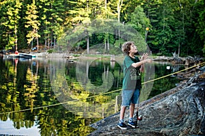 Young boy fishing