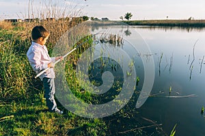 Young boy fishing