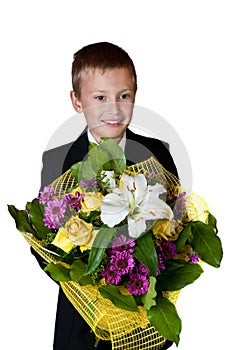 Young boy with flowers