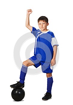 A young boy football player