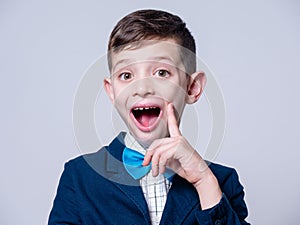 Young boy with a funny face