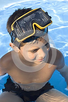 Young boy with goggles on