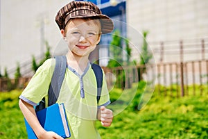 Young boy is going to school.