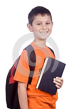 Young boy going to school