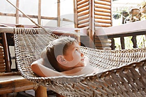 Young boy in hammock
