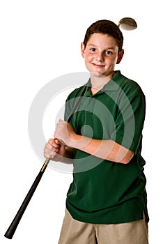 Young boy holding a golf club