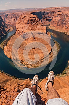 Young boy at the Horse shoe bend in the USA.