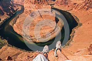 Young boy at the Horse shoe bend in the USA.