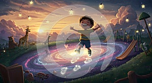 Joyful Child's Cosmic Playground Adventure
