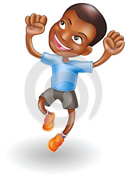 Young boy jumping for joy