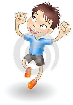 Young boy jumping for joy