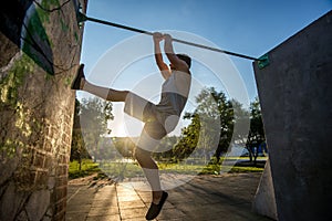 Young boy jumping in the park