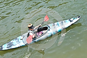 Young Boy in a Kayak / Close