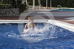 Boy plaiyng in swimming pool