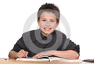 Young boy learning