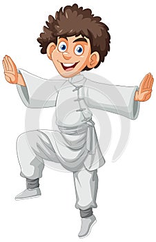 Young boy in a martial arts stance