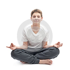 Young boy meditating