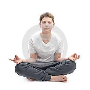 Young boy meditating