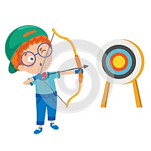 A Young Boy Playing Archery