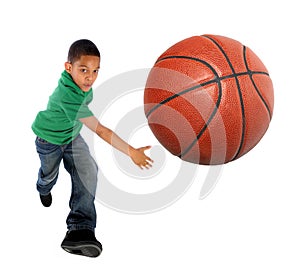 Young Boy Playing Basketball