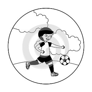 Young boy playing soccer