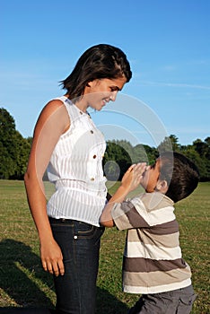 Young boy pleading photo