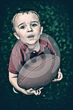 Young Boy Posing with Football - Retro