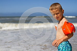 Young boy ready for a swim