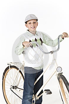 Young boy on a retro bike