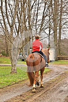 Young Boy Riding a Horse